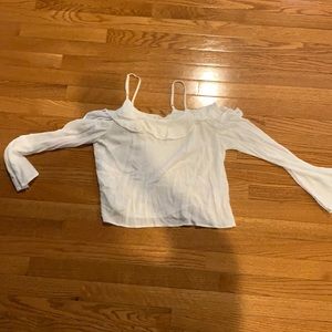 White off the shoulder long sleeve shirt